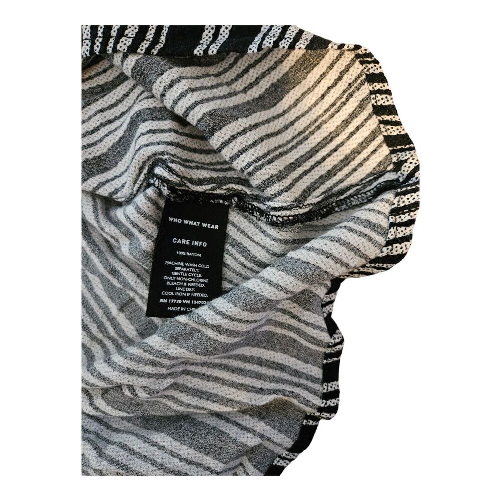 Who What Wear XS Black, White Striped Button Up Sleeveless Collared Midi Dress - Picture 7 of 11